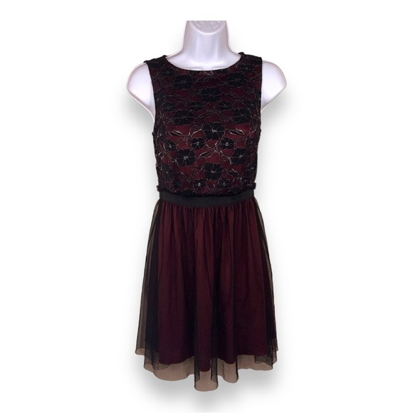 SIZE 5 VINTAGE 90s BLACK RED EVENT DRESS FORMAL JUNIORS STRETCH TULLE GOTH - Picture 1 of 13